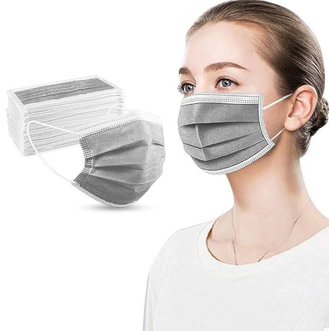 100PCS Grey 3 ply Disposable Face Masks, Protection Face Masks - Image 5