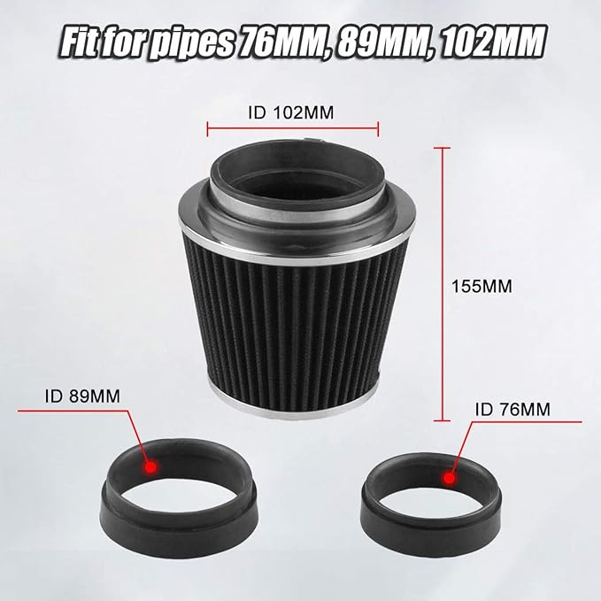 RYANSTAR Universal Clamp-on Air Intake Filter, 3 In /3.5 In /4 In Three - Image 7