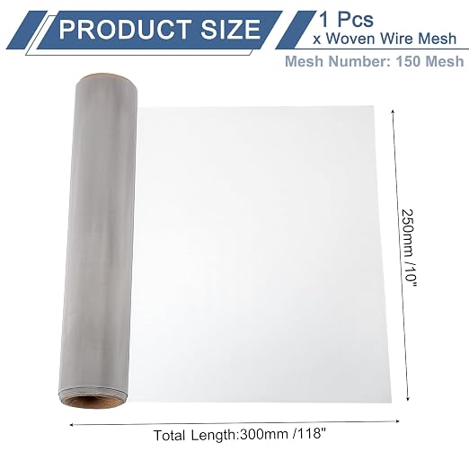 uxcell 150 Mesh 118" x 10" Woven Wire Mesh, 316 Stainless Steel Air Vent Filter - Image 2