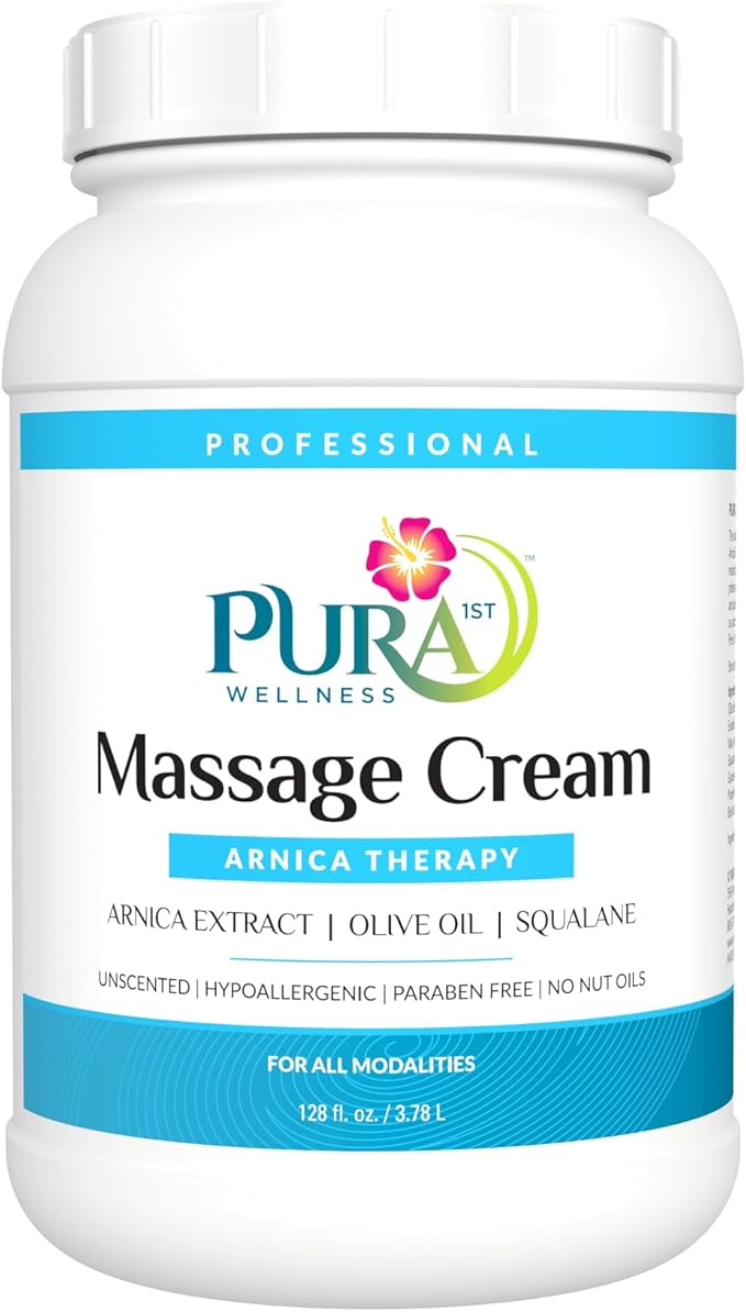 Wellness Professional Arnica Therapy 128oz Massage Cream, for Bruising, Olive Oil, Arnica Extract, Unscented, Hypoallergenic, Natural, Skin Moisturizing & Hydrating, Deep Tissue, Wellness