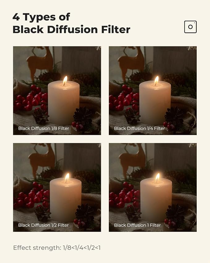K&F CONCEPT 55mm Black Diffusion 1/4 Filter Mist Cinematic Effect Filter - Image 6