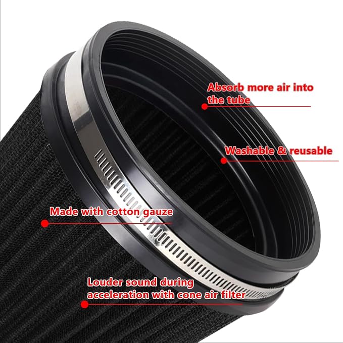 MUGE RACING 6" 152 mm High Flow Inlet Air Filter, Air Intake Cone Filter - Image 2