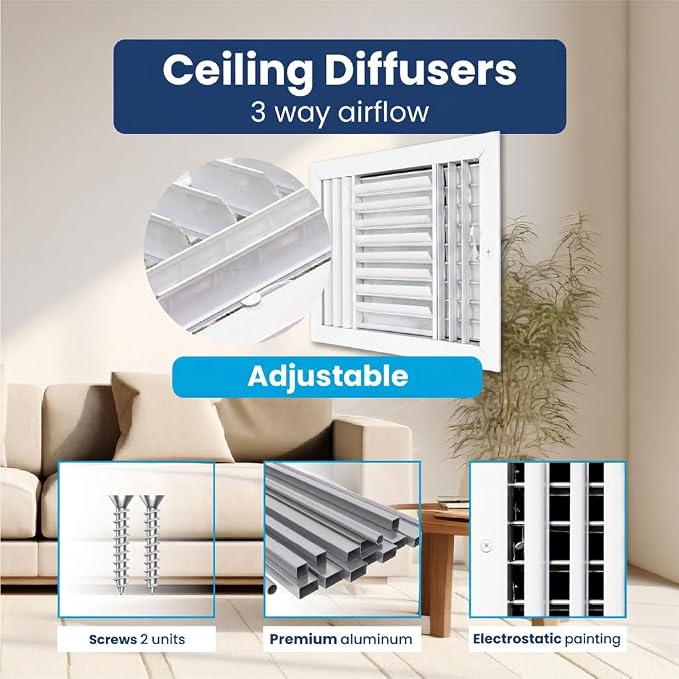 14x10 Aluminum 3-Way Air Register HVAC Vent Cover Wall Ceiling – Multi-Shutter - Image 4