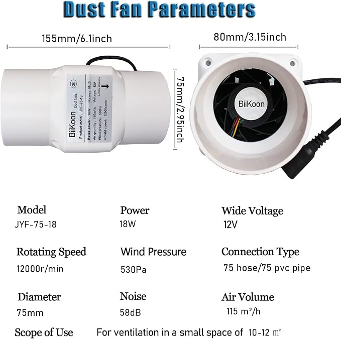 3 Inch Inline Fan 68 Cfm Exhaust Duct Fan - Image 2