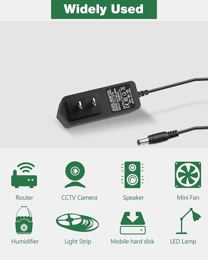 12V 1A Power Supply, AC Adapter 100-240V AC to DC 12V 1A Power Cord Adapter - Image 6