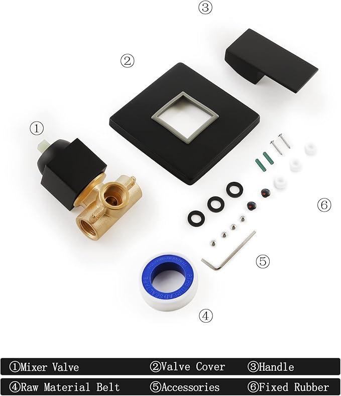 SKOWLL Bathroom Shower Valve Single Function Shower Mixer Valve, Wall Mount Single Handle Water Mixing Valve Kit Include Brass Rough In Shower Trim, Matte Black