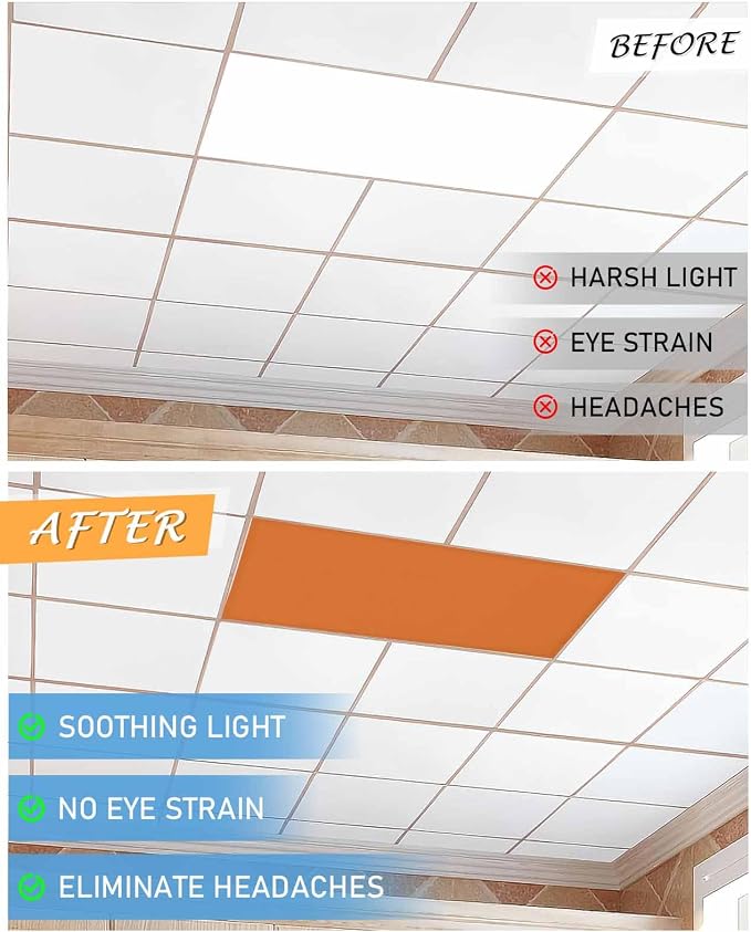 3 Pack Fluorescent Light Cover for Ceiling Lights, Pure Orange Decorative - Image 6