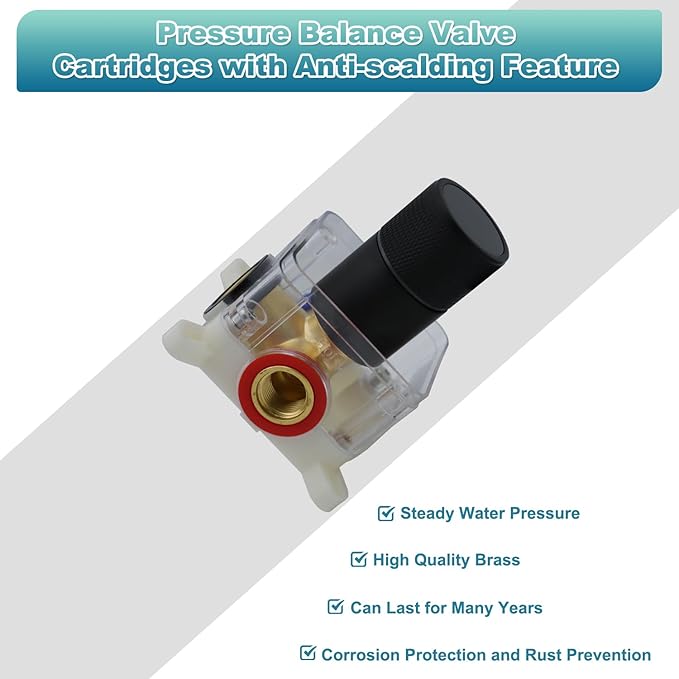 Digital Display Shower Valve Shower Valve Single Way Shower Diverter Valve Shower Mixing Valve Can Use All the Time Matte Black