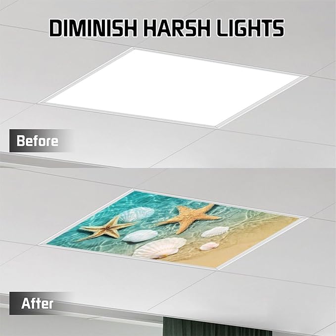 2 Pack Fluorescent Light Covers 4 X 2 Feet Starfish Shell Magnetic Light Cover - Image 5