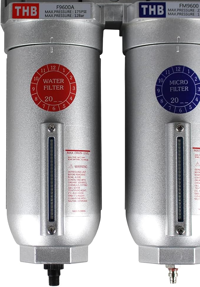 1" Inline Compressed Air Filter Desiccant Dryer Moisture Separator Trap Combo - Image 3