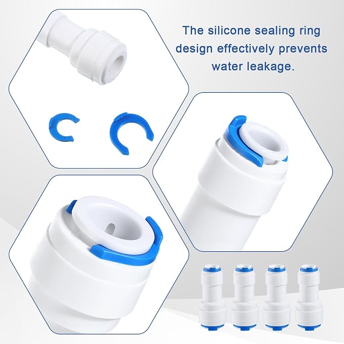 4 PCS 1/4 to 3/8 Water Line Adapter Push Connector 3/8 Quick Connect Fittings - Image 6