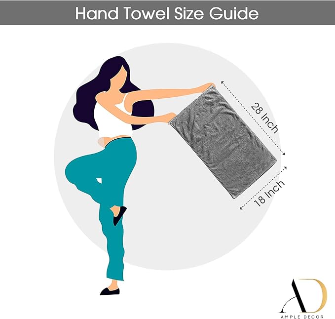 Ample Decor Hand Towel 18 X 28 Inch Pack of 12 600 GSM 100% Cotton,Oeko Tex Certified Soft Absorbent Thick Durable Premium Quality, for Hotel, Bathroom,Spa, Daily Use,Gym-Machine Washable-Brown