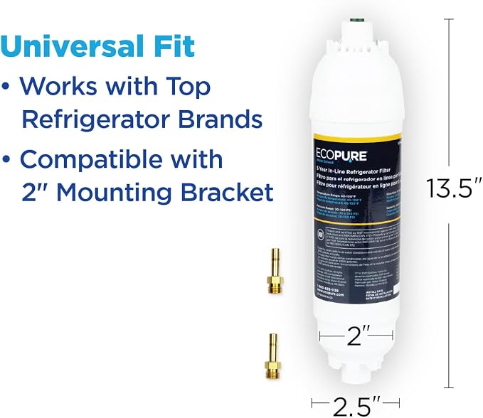 EcoPure EPINL30 5-Year In-Line Refrigerator Water Filter – Universal Fit - Image 7