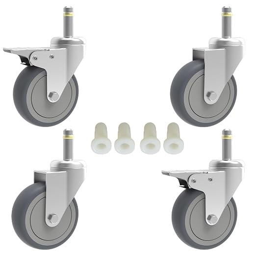 RILIDRI 3-Inch Swivel Stem Caster, 7/16-Inch Stem Diameter Rubber Wheel by RILIDRI