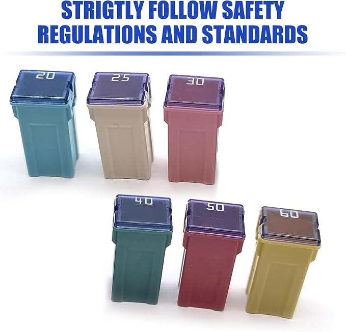 6 PCS Square Fuse Assortment Kit, Portable Jcase Long Fuse Combo Kit, 20A 25A - Image 4