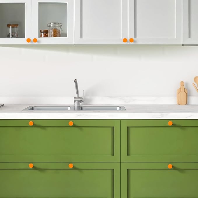 Ravinte 30 Pack Cabinet Knobs Orange Kitchen Cabinet Knobs Round Dresser Drawer Pulls Closet Door Pulls 1-1/5 Inch