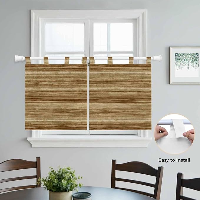 Vintage Western Kitchen Curtains 24 Inch Length, Small Window Curtains Tab Top - Image 4