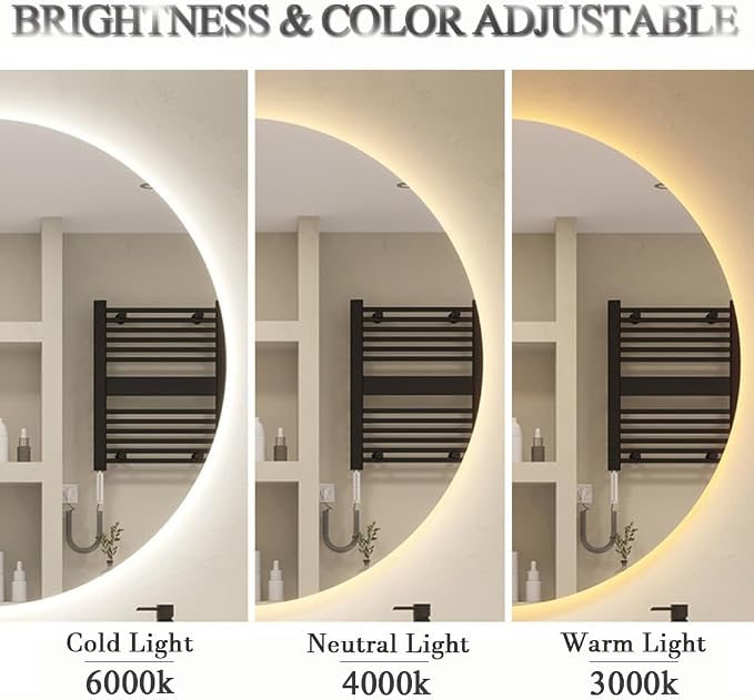 LTSRLL Frameless Illuminated LED Bathroom Wall Mirror - Image 4