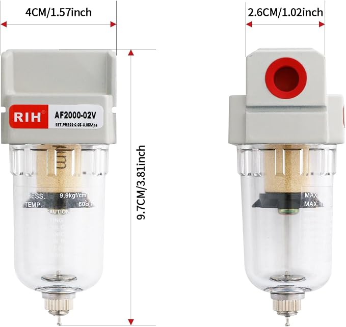 RIH 1/4" NPT Air Dryer for Compressor, Air compressor water separator, air - Image 2