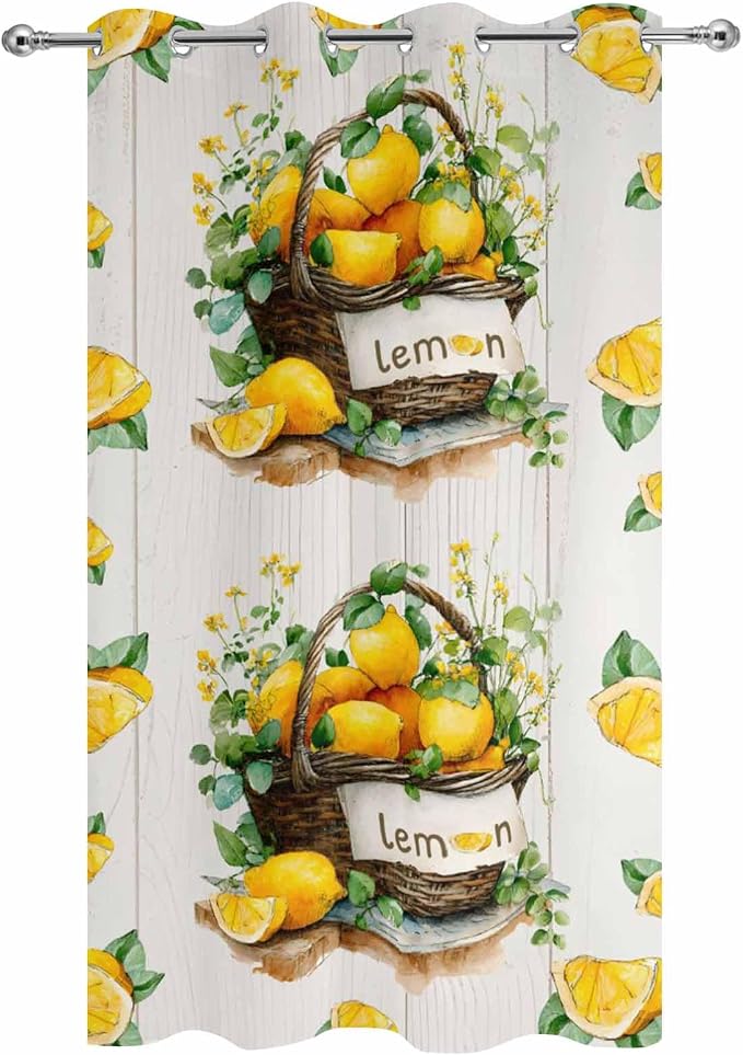 Lemon Outdoor Curtains for Patio Lemons Baskets Summer Tropical Plant Wood - Image 9