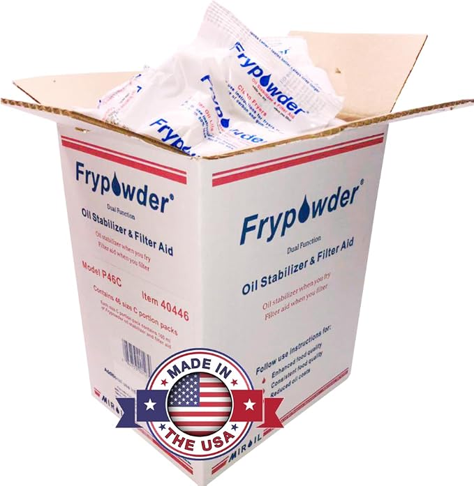 MirOil P46C Fry Powder Oil Stabilizer and Filter Aid, 46 x Size C Portion Pack by THEFRYOILSAVERCOMPANY