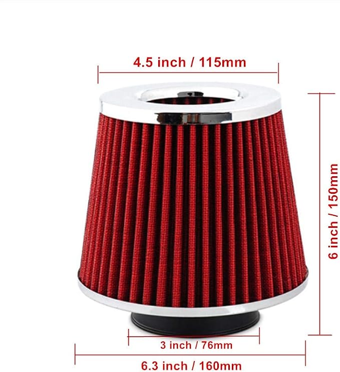Universal 3" Inlet Cold Intake, Dry Clamp-on Air Filter - Image 3