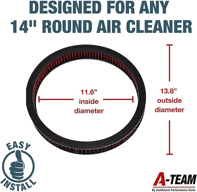 A-Team Performance High Flow Washable & Reusable Round Cotton Air Filter Element - Image 6