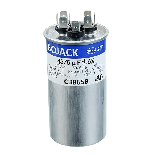 BOJACK 45+5uF 45/5MFD ±6% 370V CBB65 Dual Run Circular Start Capacitor by BOJACK