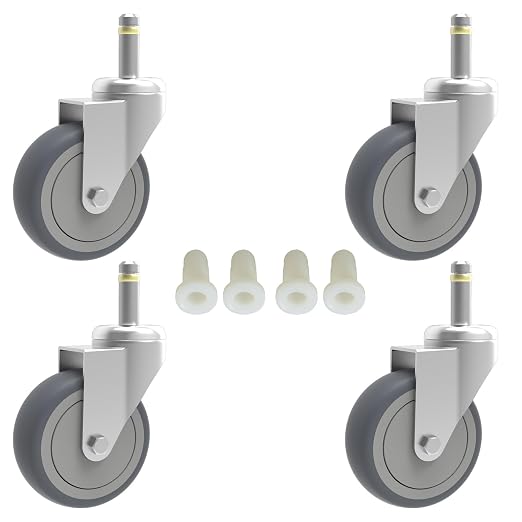 RILIDRI 3-Inch Swivel Stem Caster, 7/16-Inch Stem Diameter Rubber Wheel by RILIDRI