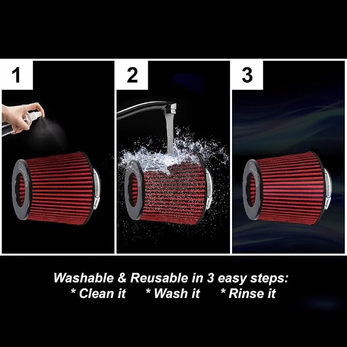 Universal 6" 152mm igh-Flow Air Filter, Reusable Cone Cold Air Intake, High - Image 9