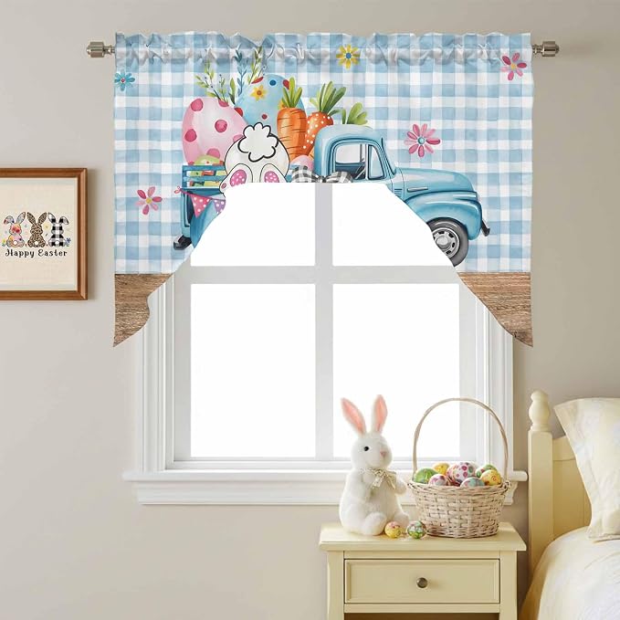 Swag Valance Curtains, Easter Truck - Image 8
