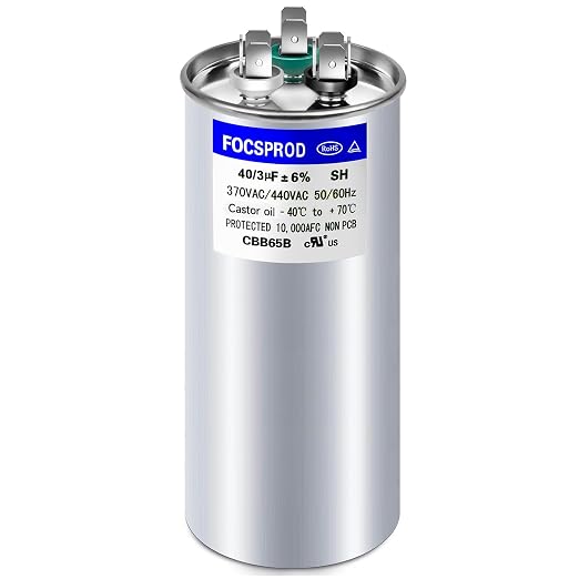 FOCSPROD 40+3 uF 40/3 MFD ±6% 370V/440V CBB65B AC Capacitor, Dual Run Round by FOCSPROD