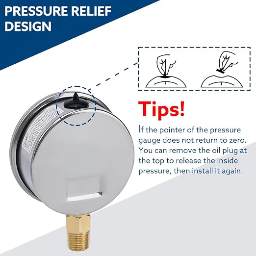 SENCTRL 0-1000 Psi Glycerin Liquid Filled Pressure Gauge, 2.5" Dial Size - Image 5