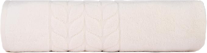 BAGNO MILANO Organic Turkish Cotton Bath Towels, Luxury Jacquard Collection, Certified Organic Highly Absorbent, Soft-Plush Towel Set (Cream, Bathsheet)