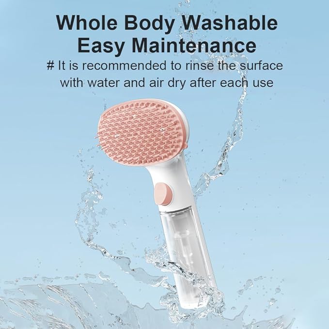 Dog Bath Brush, Scrubber Soft Silicone Head Pet Bathing Massage Brush Long Handle Shampoo Cleaning Brush for Short Long Hair Dogs Cats White Pink Optional (Pink)