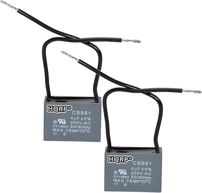 HQRP 2-Pack Ceiling Fan Capacitor CBB61 4uf 2-Wire UL Listed by HQRP