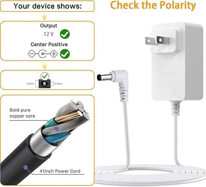 12V Power Cord for Levoit Core Mini Air Purifier Levoit LAP-C161-WUS - Image 4