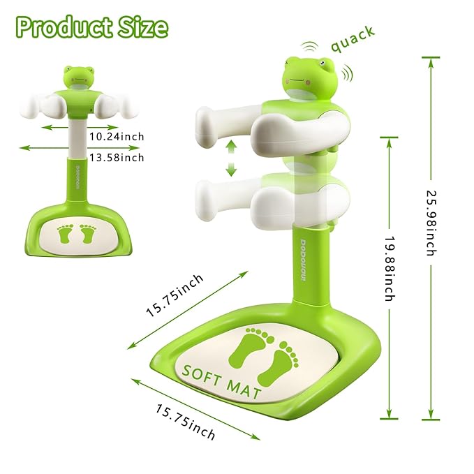 Baby Shower Stand Baby Bath Standing Support with Anti-Slip Soft Mat for 6-36 Months Adjustable Stable Easy Setup Press for Sounds Soporte para Bañera De Bebé Newborns Gift Fits Infants - Green Frog