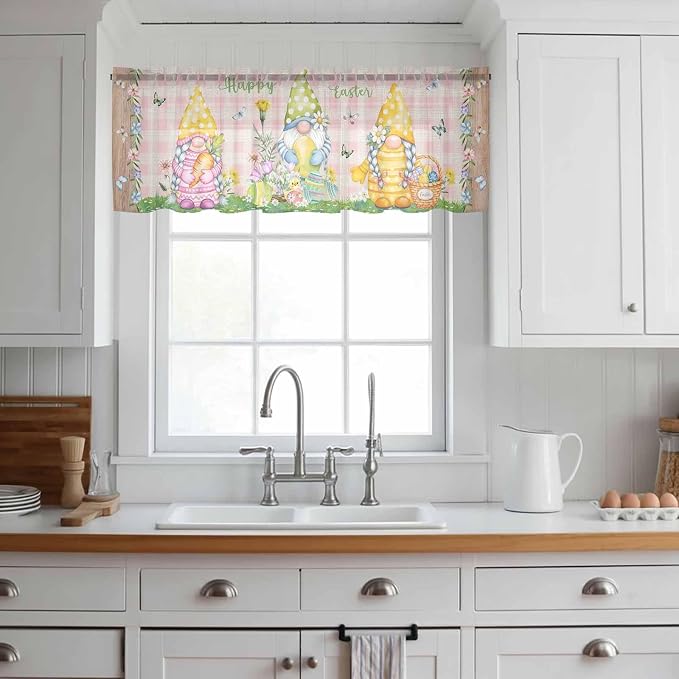 Happy Easter Sheer Valances for Windows 54"x18", Light Filtering Kitchen - Image 3