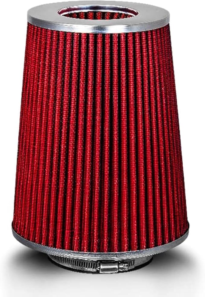 RED 3.5" 89 mm Inlet Truck Air Cone Replacement Performance Washable Clamp-On by RtunesRacing