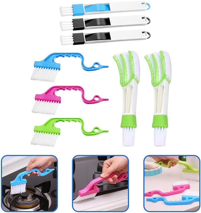 8pcs Window Groove Cleaning Brush Set Wet and Dry Scrubber Brushes - Image 7