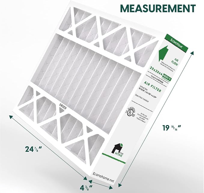 EconoHome 20x25x4 AC Furnace Pleated Air Filter MERV 11 Replacement, 1 Pack - Image 3