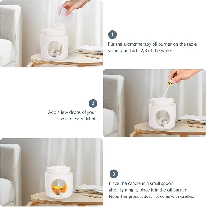 WD&CD Wax Melt Ceramic Oil Burner White, Aroma Diffuser Essential Oil Burner - Image 5