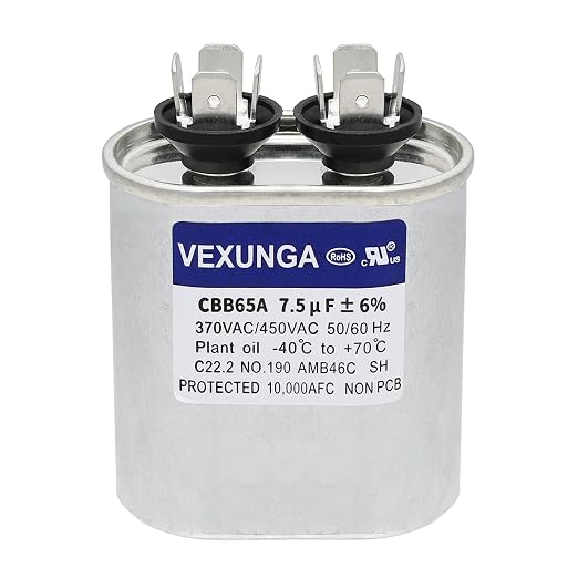 VEXUNGA 7.5uF 370/440VAC 50/60Hz CBB65 CBB65A Oval Run Start Capacitor 7.5 MFD by VEXUNGA