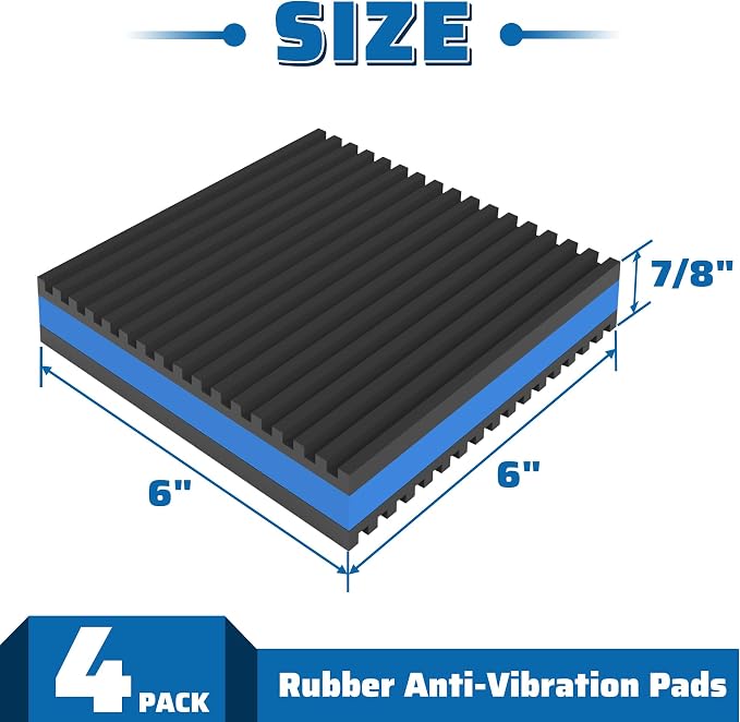 4 Pack Rubber Anti Vibration Pads 6" X 6" X 7/8", Heavy Duty EVA Vibration - Image 2