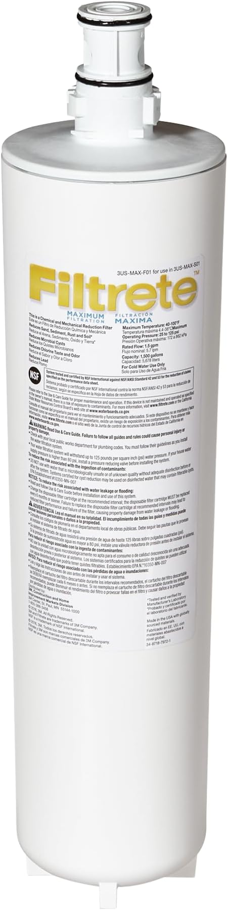Filtrete Maximum Under Sink Quick Change Water Filtration Replacement Filter by Filtrete