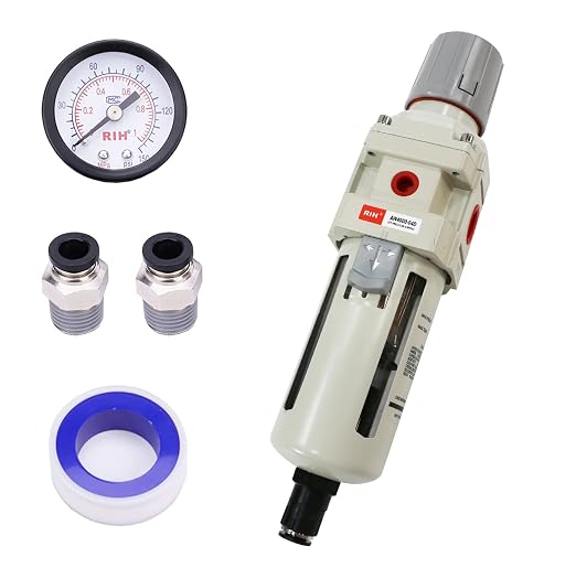 RIH Pneumatics 1/2"NPT Auto Drain Air Filter Pressure Regulator Combo Piggyback by RIHRightPneumatic