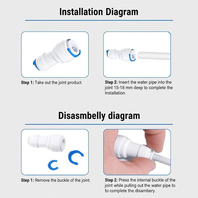 4 PCS 1/4 to 3/8 Water Line Adapter Push Connector 3/8 Quick Connect Fittings - Image 5