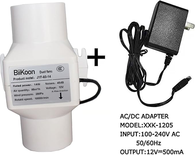 12V Inline Duct Fan Mini Attic Vent Booster 2.4“ 60Mm 58Cfm Variable Exhaust - Image 5