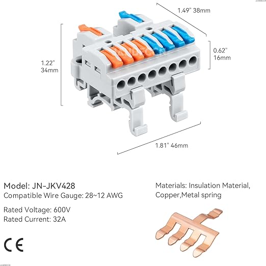 6pcs DIN Rail Terminal Blocks, DIY Splicing Wire Connectors - Image 5